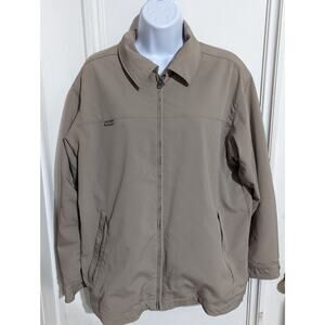 Columbia XCO Jacket Mens Medium Beige Softshell Full Zip Bomber Long Sleeve Logo